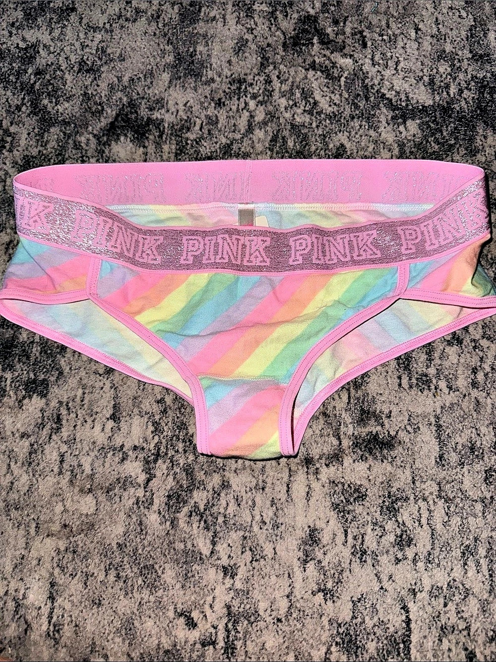 Victoria's Secret PINK Rainbow Stripe Panty Size Medium NWT